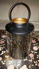 BLACK GOLD COATED MOROCCAN DESK LANTERN, Size : 31 x 21 cm