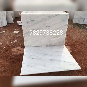 Polished white marble slab