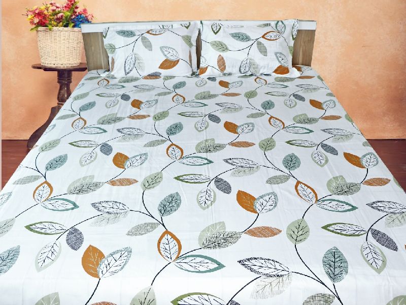 Cotton Leaf Printed Bed Sheet, for Home, Size : 90x108