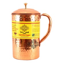 Approx 400 Gram copper hammered jug pitcher, Storing Capacity : 44 OZ