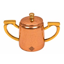 steel copper hammered sugar pot