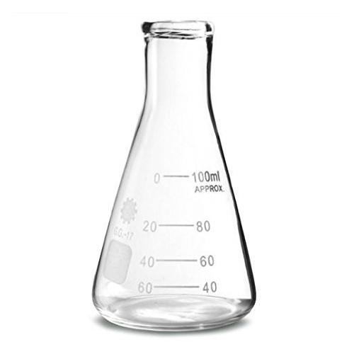 Borosilicate Glass 100ml Conical Flask, for Chemical Laboratory, Color : Transparent