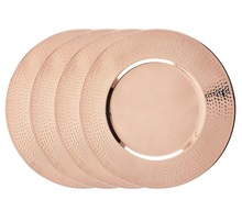 Round STAINLESS STEEL Copper Hammered Charger Plate, Size : 16 INCH