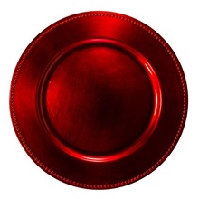 Round SHINY COPPER PLATED STAINLESS STEEL RED CHARGER PLATE, Size : 12 INCH