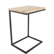 Square wood side table, Color : BLACK / NATURAL
