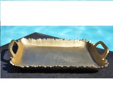 OM INTERNATIONAL ALUMINIUM metal serving tray, Size : 11.5X9 INCH
