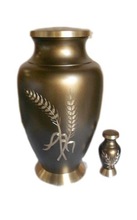 Aria Wheat Brass Adult Cremation Urn, Style : American Style
