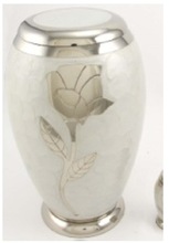 Monarch Engraved Flower White Cremation Urn, for Adult, Style : American Style