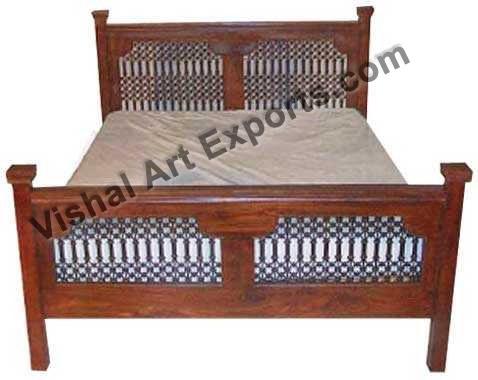 Wooden Iron Jali Bed