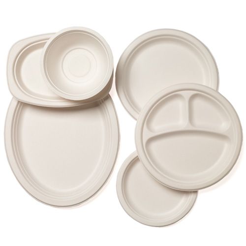 PBAT Starch Compostable Plates, for Serving Food, Color : Creamy, White