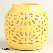 Metal Ceramic Cutout Decorative Lantern, Color : Yellow