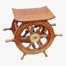 Wooden Ships Wheel Table, for Home Decoration, Style : Nautical