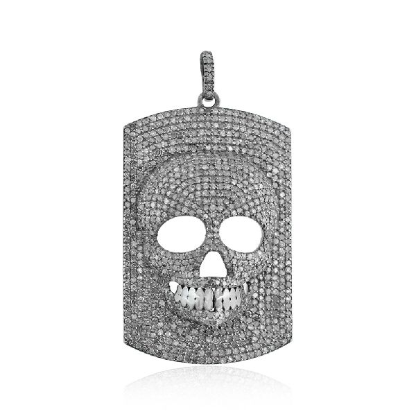 Diamond Skull Charm Pendant