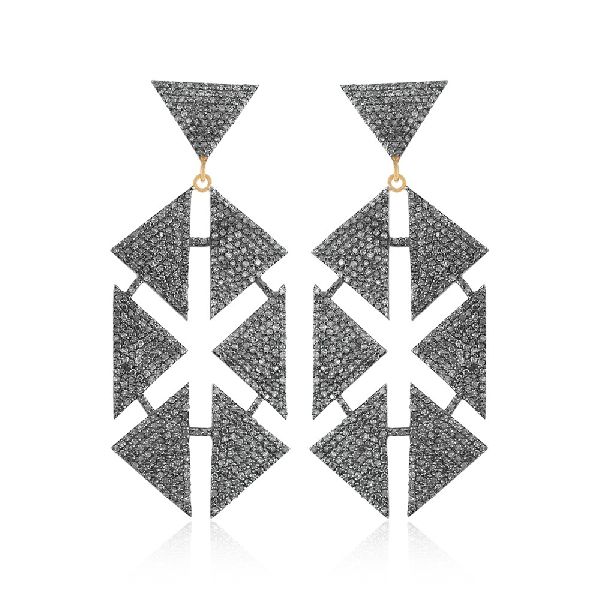 Diamonds Handmade Hexagon Dangle Earrings