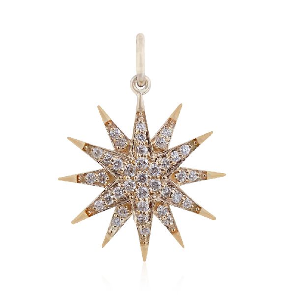 Gold Pave Diamond Star Pendant