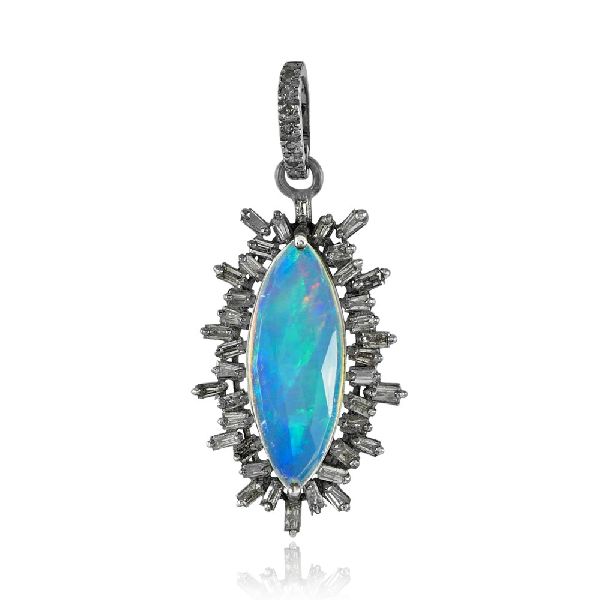 Marquise Shaped Opal Gemstone Pendant