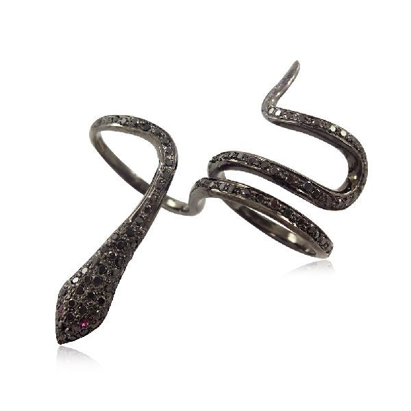 Pave Black Diamond Snake Pendant