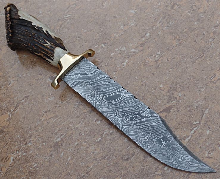 Bowie Stag-2 Custom Made Damascus Steel Hunting Bowie Knife
