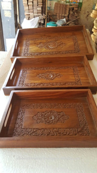 Customized Shape Wood Tray Carved, for Home, Size : 18x12 15x10 12x8