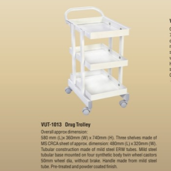 Metal drug trolley, Color : white