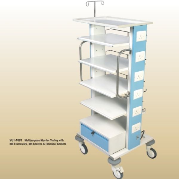 Multipurpose Monitor Trolley, Color : white blue