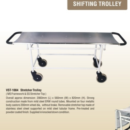 Metal Stretcher Trolley, Size : 2060*560*820 mm