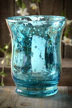 MERCURY GLASS VOTIVE HOLDER, BLUE MERCURY CANDLE HOLDER