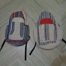 LAXMANS hemp travel backpack bags, Color : natural patchwork