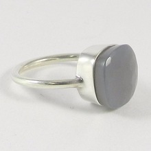 Gemstone grey chalcedony ring