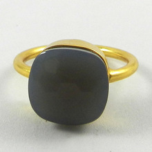 Grey chalcedony gemstone ring