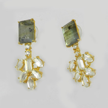 Labradorite AND cz gemstone Earring