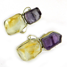 Natural amethyst rough Stud Earring