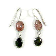 Natural pink green  earring