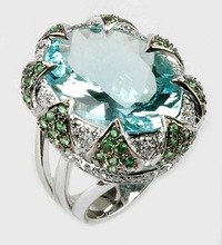 Oval aquamarine and diamond ring