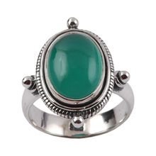 Green onyx 925 sterling silver gemstone men\'s silver rings