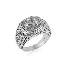 Indian designer silver jewelry ring emerald