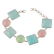 Multi color chalcedony gemstone bracelet