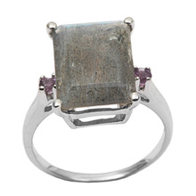Silver natural labradorite gemstone ring, Gender : Men's, Unisex, Women's