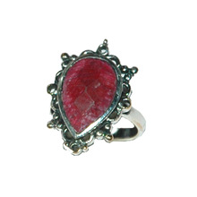 Red corundum gemstone 925 sterling silver antique ring