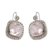 rose quartz stud earring