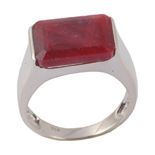 Sterling silver rings with red corundum gemstone