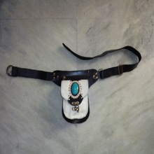 leather with stone money belt bag