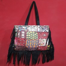 tribal designs leather shoulder bag
