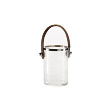 Glass candle votive with Leather Handle