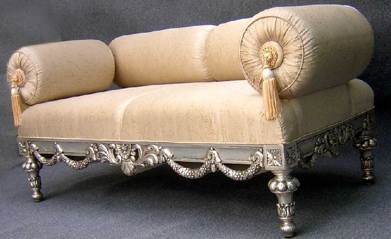 Wood White Metal Sofa