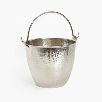 Round Silver Colour small decorative Metal Bucket With Handle