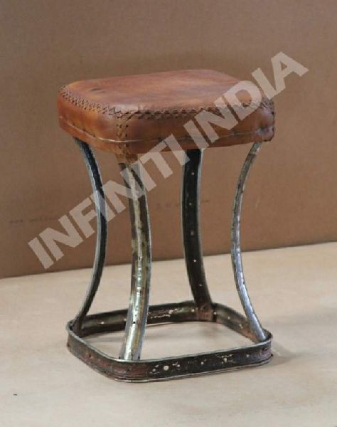 Industrial leather stool, Size : 37x37x53