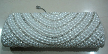 Pearl Studded Ladies Clutch Purse, Color : White