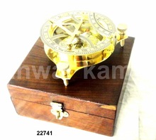 Brass Pocket Compass with Box, for Home Decoration