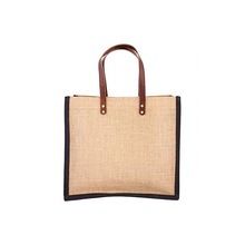 Jute Bag With Leather Handles Monogrammed